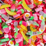 Assorted mix of colorful candies and gummy bears